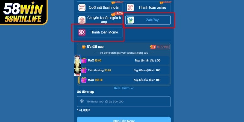 Quy trình thực hiện gửi tiền bằng ví điện tử