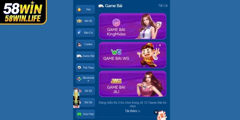 Giới thiệu kho trò chơi 58Win